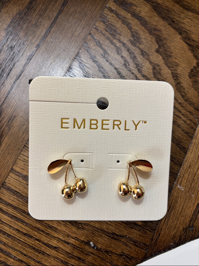 Gold Cherry Drop Earrings - Gold Nwt 10$
